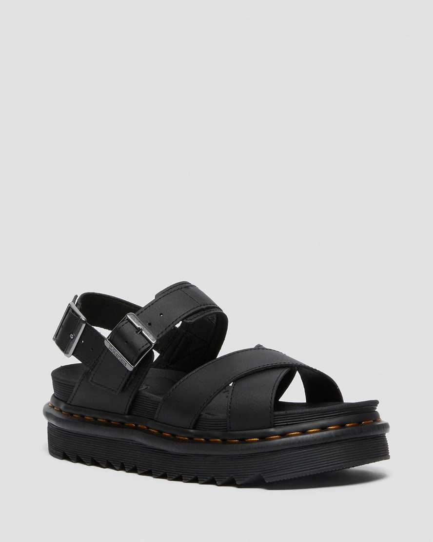 Dr Martens Strap Sandals Women's Voss II Leather Black | Malaysia 32709-PKGB